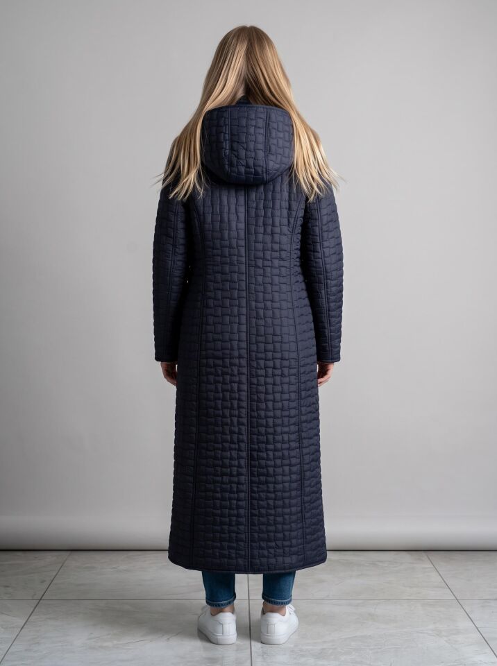 KAPÜŞONLU LACİVERT 142 CM KAPİTONE KABAN