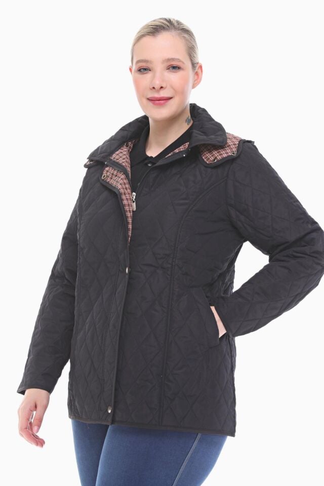 EKOSE 75 CM SİYAH MEVSİMLİK KAPİTONE MONT