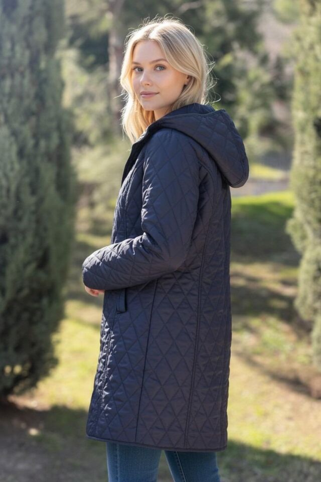 EKOSE 95 CM LACİVERT MEVSİMLİK KAPİTONE MONT