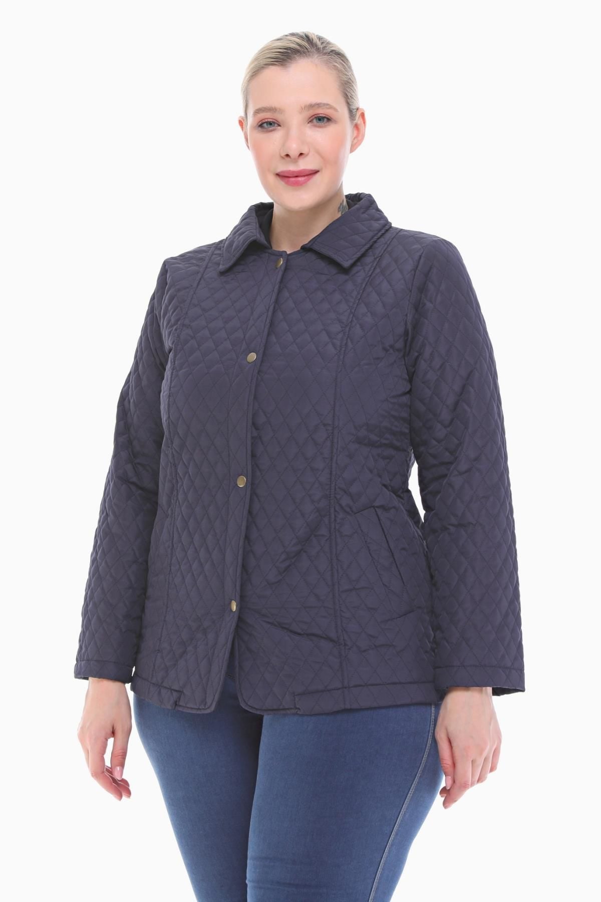 POLO YAKA LACİVERT MEVSİMLİK KAPİTONE MONT
