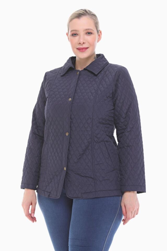 POLO YAKA LACİVERT MEVSİMLİK KAPİTONE MONT