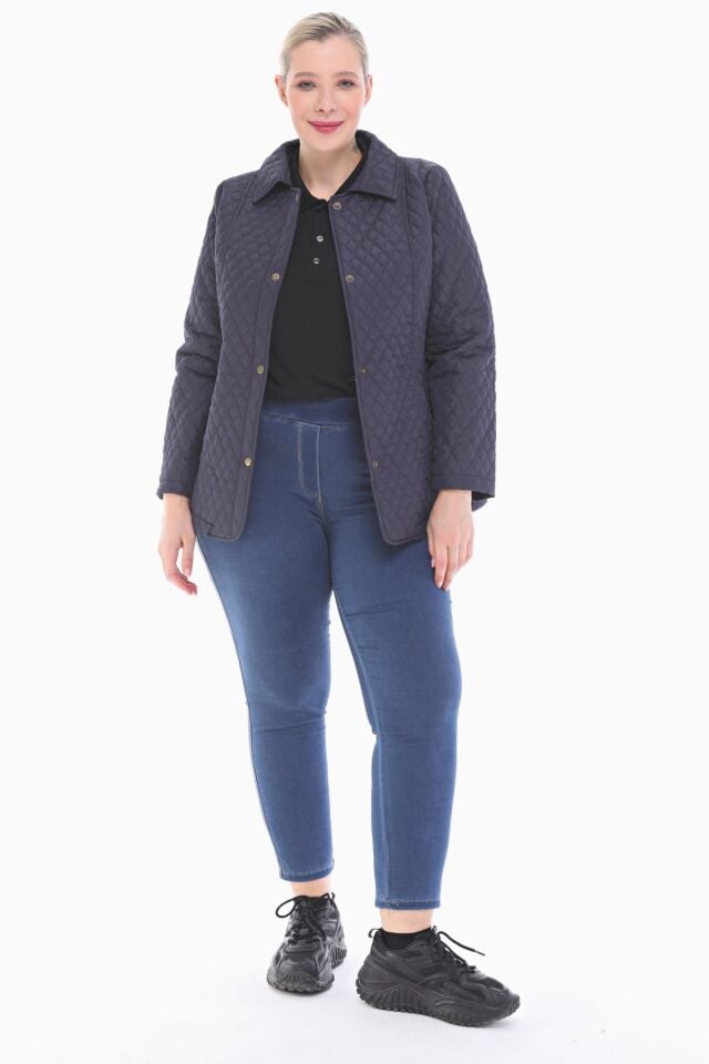 POLO YAKA LACİVERT MEVSİMLİK KAPİTONE MONT
