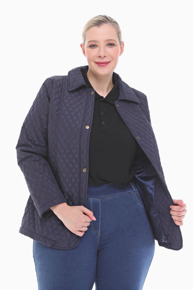 POLO YAKA LACİVERT MEVSİMLİK KAPİTONE MONT