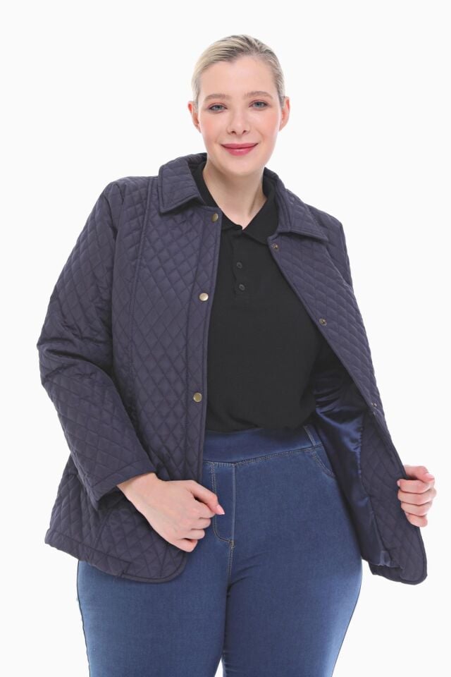 POLO YAKA LACİVERT MEVSİMLİK KAPİTONE MONT