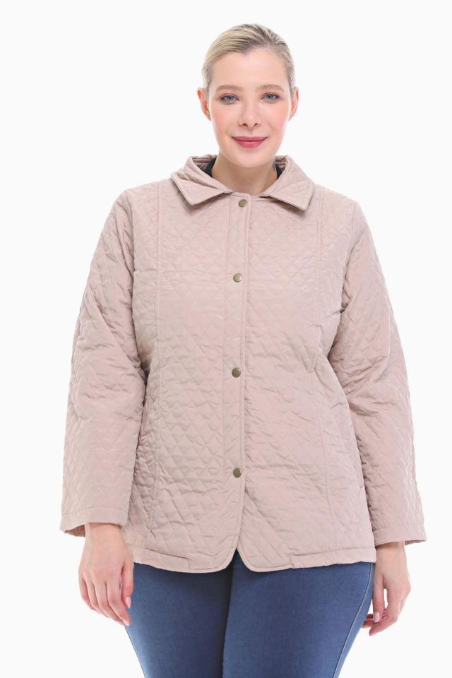 POLO YAKA AÇIK BEJ MEVSİMLİK KAPİTONE MONT