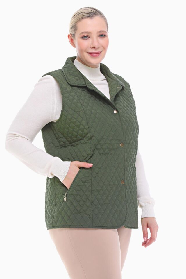 POLO YAKA HAKİ KAPİTONE YELEK