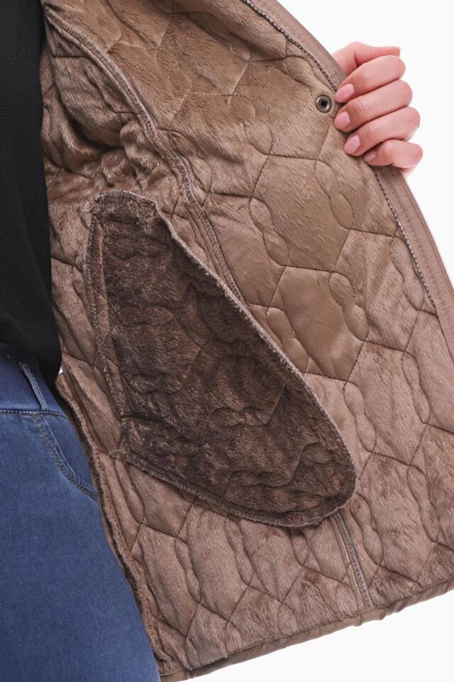 KAPÜŞONLU VİZON 75 CM KAPİTONE MONT