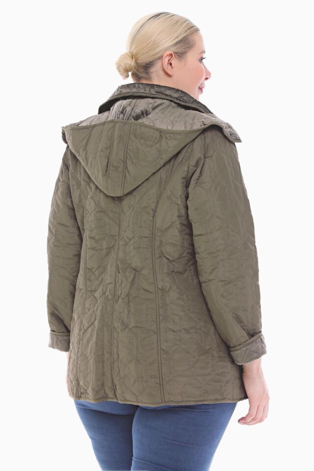 KAPÜŞONLU HAKİ 75 CM KAPİTONE MONT