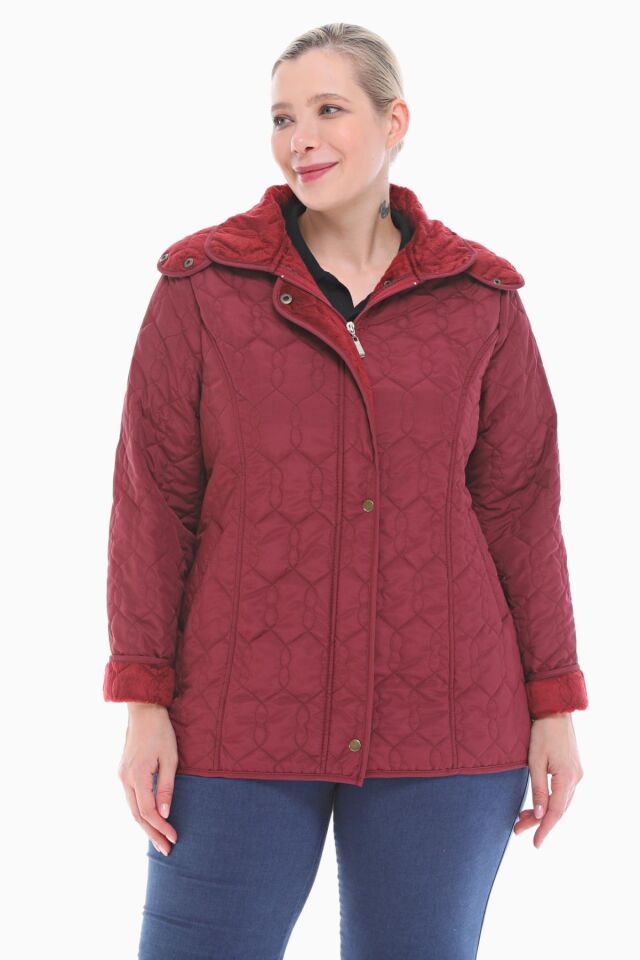 KAPÜŞONLU BORDO 75 CM KAPİTONE MONT