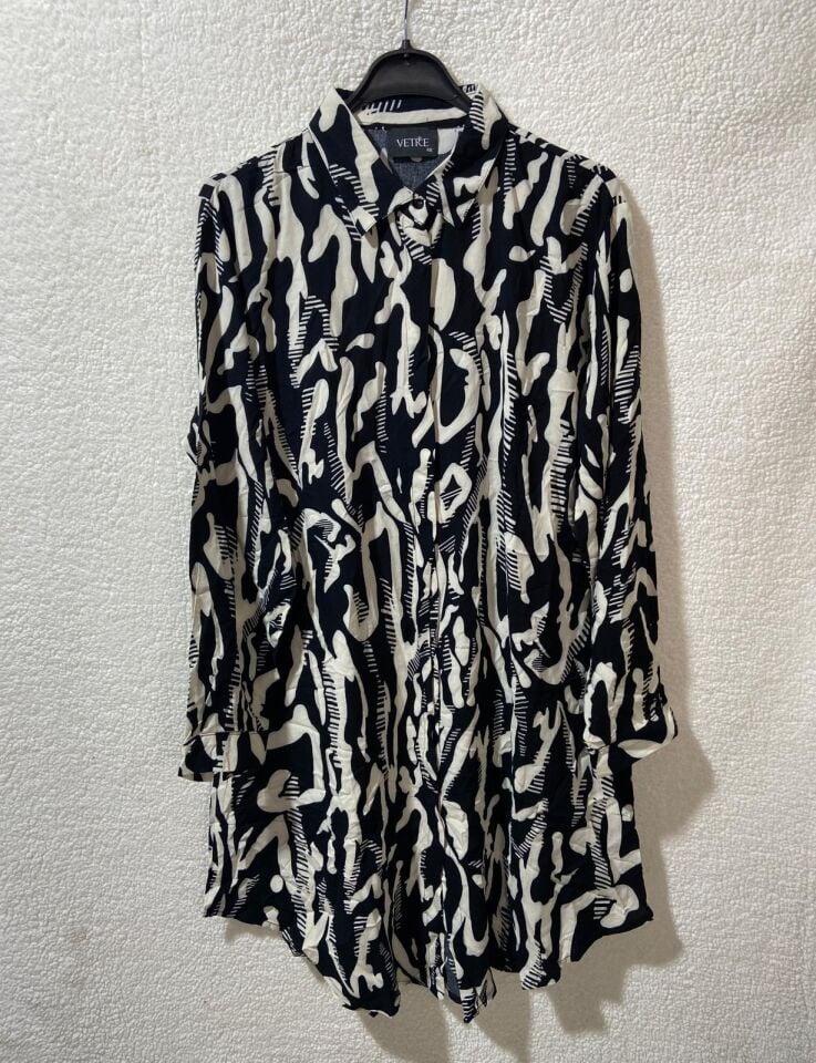 Vetre Krem Zebra Desen Siyah Gömlek 2010